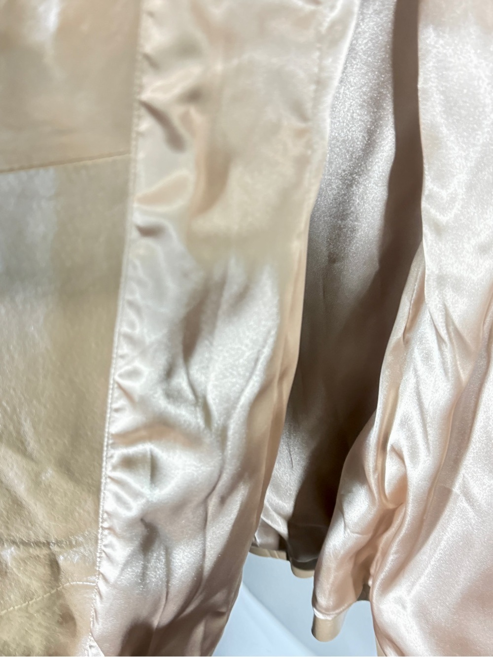 Women’s Taupe Leather Like Zip-Front Coat with Zipper Pockets - Picture 12 of 12
